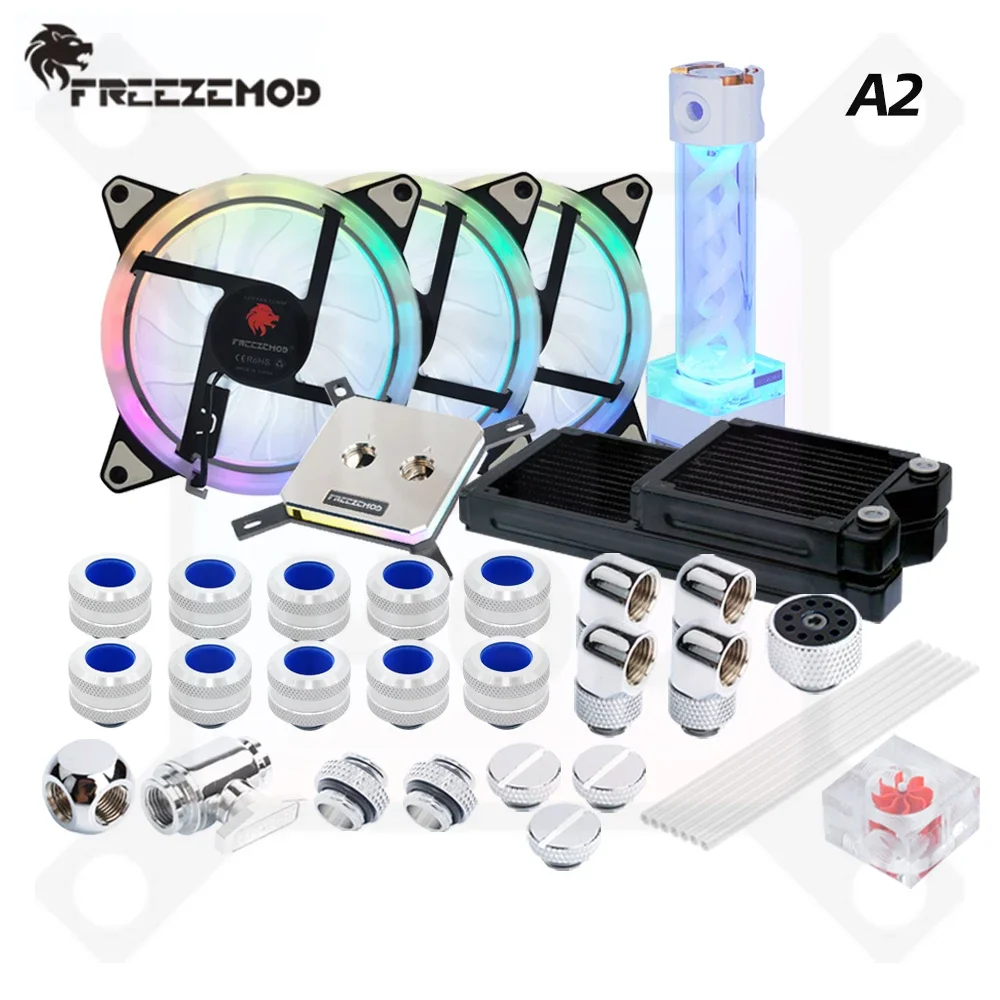 Freezemod Hard Tube Water Cooling Kit PC Liquid Cooler Set Copper Radiator CPU Cooler PETG Pipe AIO Reservoir ARGB Aluminum MOD
