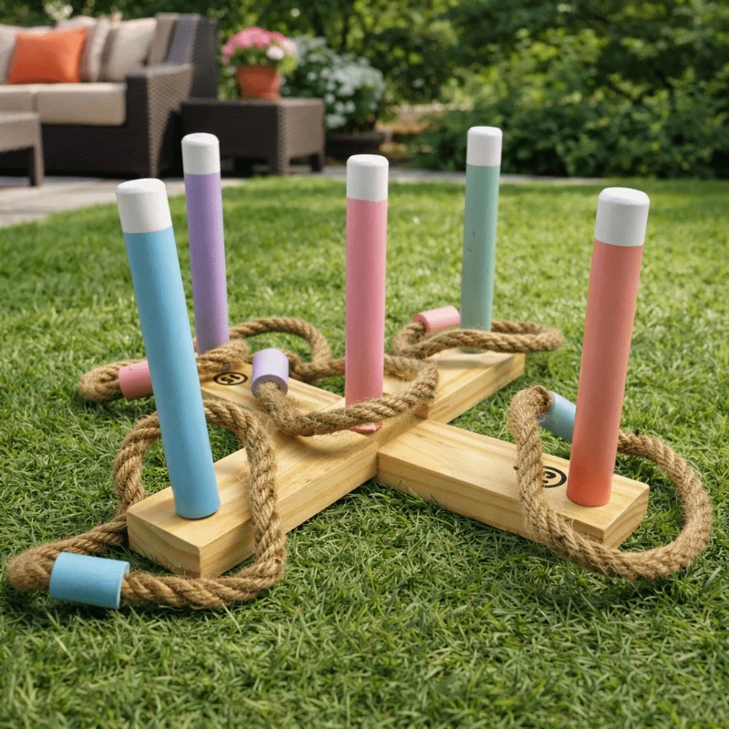 

Wooden Ring Toss Game Kids Indoor Outdoor Throwing Toy Parent-child Interactive Game