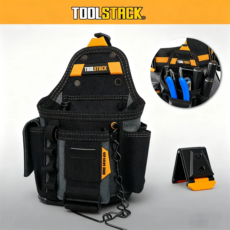 TOOLSTACK Borsa per piccoli elettricisti Cintura per attrezzi Tasche multifunzionali Borsa per attrezzi Elettricista Idraulico Borse per attrezzi per lavoratori di manutenzione