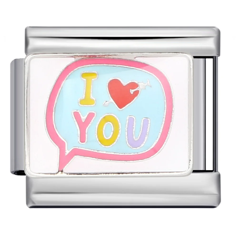 Girlish Y2k Cute Pink series  BFF VIP YAY LOVE Sweet Italian Charm Link Fit 9mm Stainless Steel Bracelet DIY Making Beads