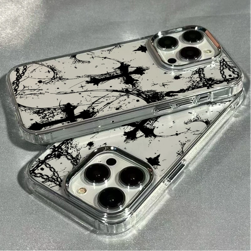 Funda transparente suave con diseño gótico oscuro de cruz para iPhone 17, 16e, 16, 15, 14, 13, 12, 11 Pro Max, X, XS, XR, 8, 7 Air, Plus 3