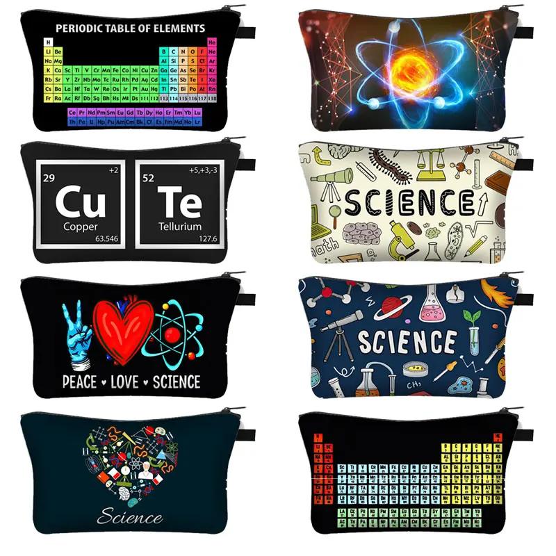 

Periodic Table of Elements Print Cosmetic Case Science Chemistry Makeup Storage Pouch Beauty Bag Napkin Bag Lipstick Bag Gift