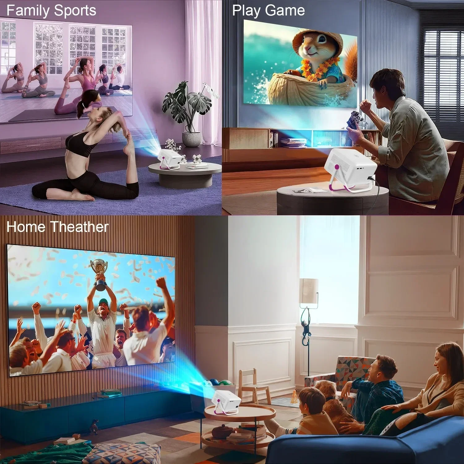 Projetor 650ANSI Android 11 TP350 AOSP 3,5 polegadas 1080P Auto Keystone Correction Portátil ao ar livre Vídeo Home LCD Projetor