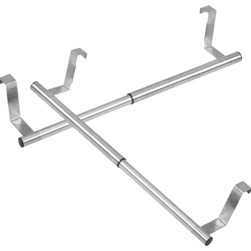

Telescopic Towel Bar Silver Hangers Adjustable Length Bathroom Kitchen Wall Rack Cloth Holder For Shower Mop Rod Storage