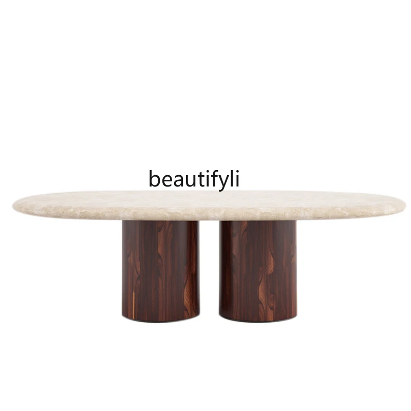 Natural Marble Dining-Table Living Room Stone Table Designer round Dining Table