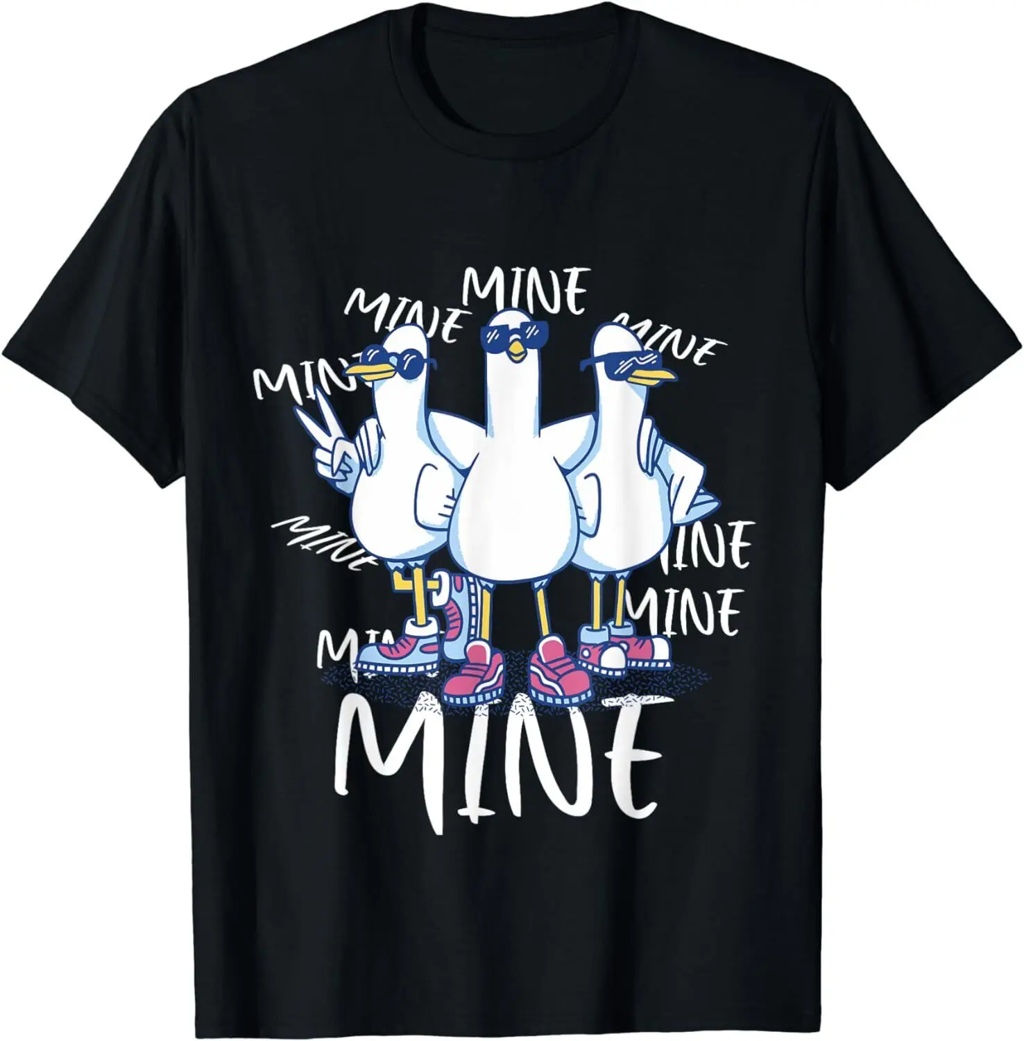 NEW! Funny Seagull Saying Mine Funny Pigeon Retro Ocean T-Shirt - MADE IN USA