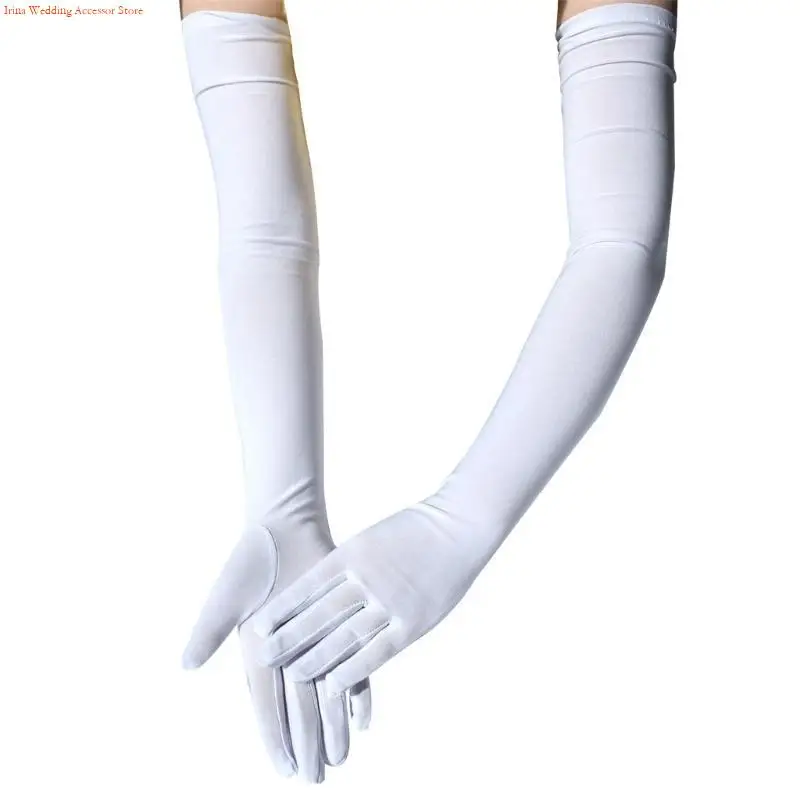 

G92D Изысканные перчатки с длинными рукавами, перчатки для банкетов, однотонные теплые перчатки, эластичные перчатки для на и