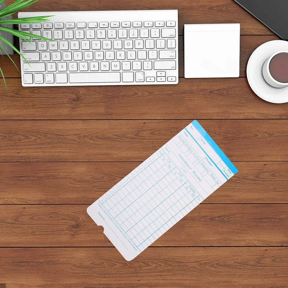 Cartões de tempo dupla face, folhas de papel para uso em escritório, edição em inglês, cartões de perfuração semanal, ferramenta de rastreamento de atendimento de funcionário, 2 peças