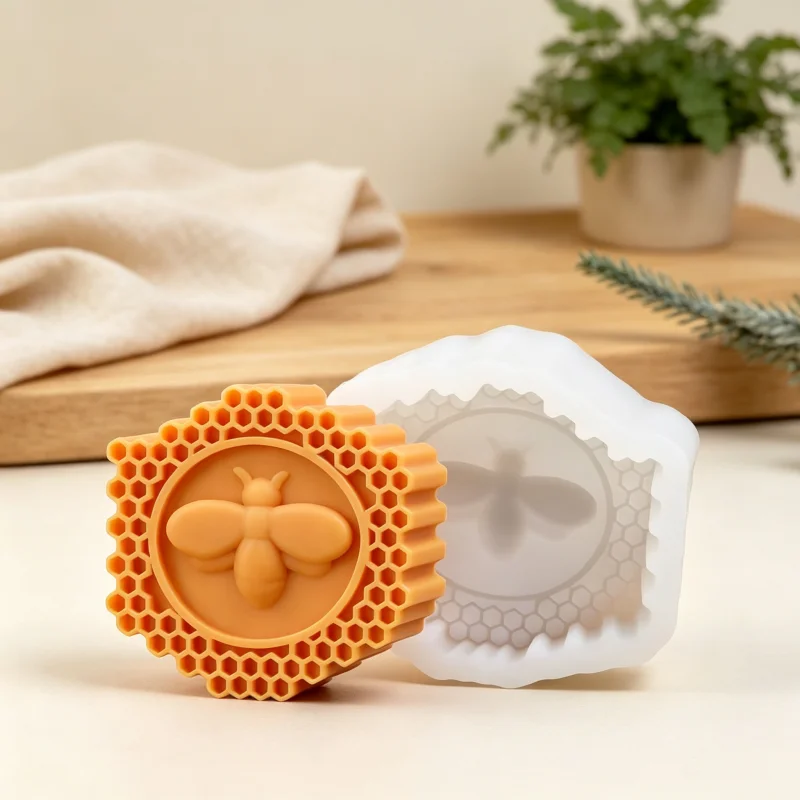 3D  Bee Honeycomb Silicone Candle Molds Hexagon Beehive Resin Craft Soap Mold DIY Relief Bee Honeycomb Aroma Candles Home Decor
