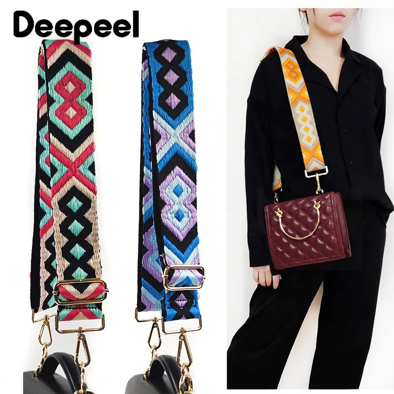 Deepeel 5cm Wide Ethnic Style Women\'s 80~130cm Adjustable Shoulder Strap Crossbody Replacement Belt Straps Bags Accessories