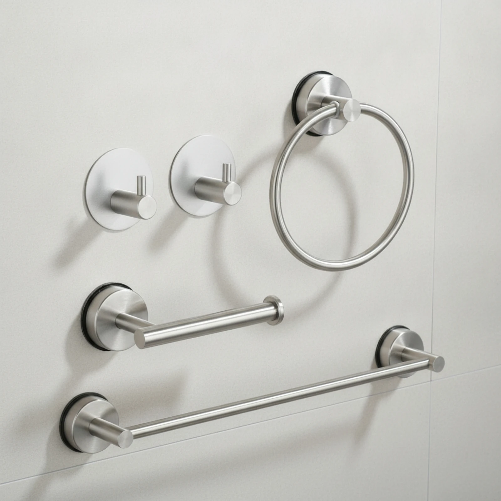 5 Pieces Suction Cup Organizer Rustproof Towel Bar with Suction Cups Bathroom Hardware Set Retractable for Renters, Kitchen