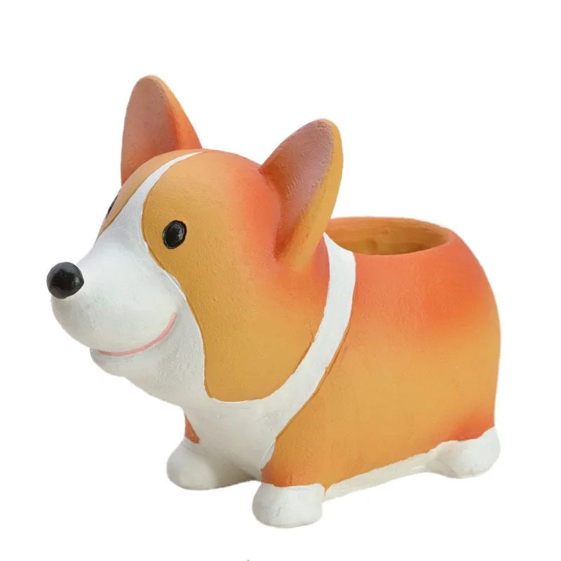 Corgi Planter Resin Crafts– Adorable Home Garden Decor, Cute Corgi Flower Pot Ornament