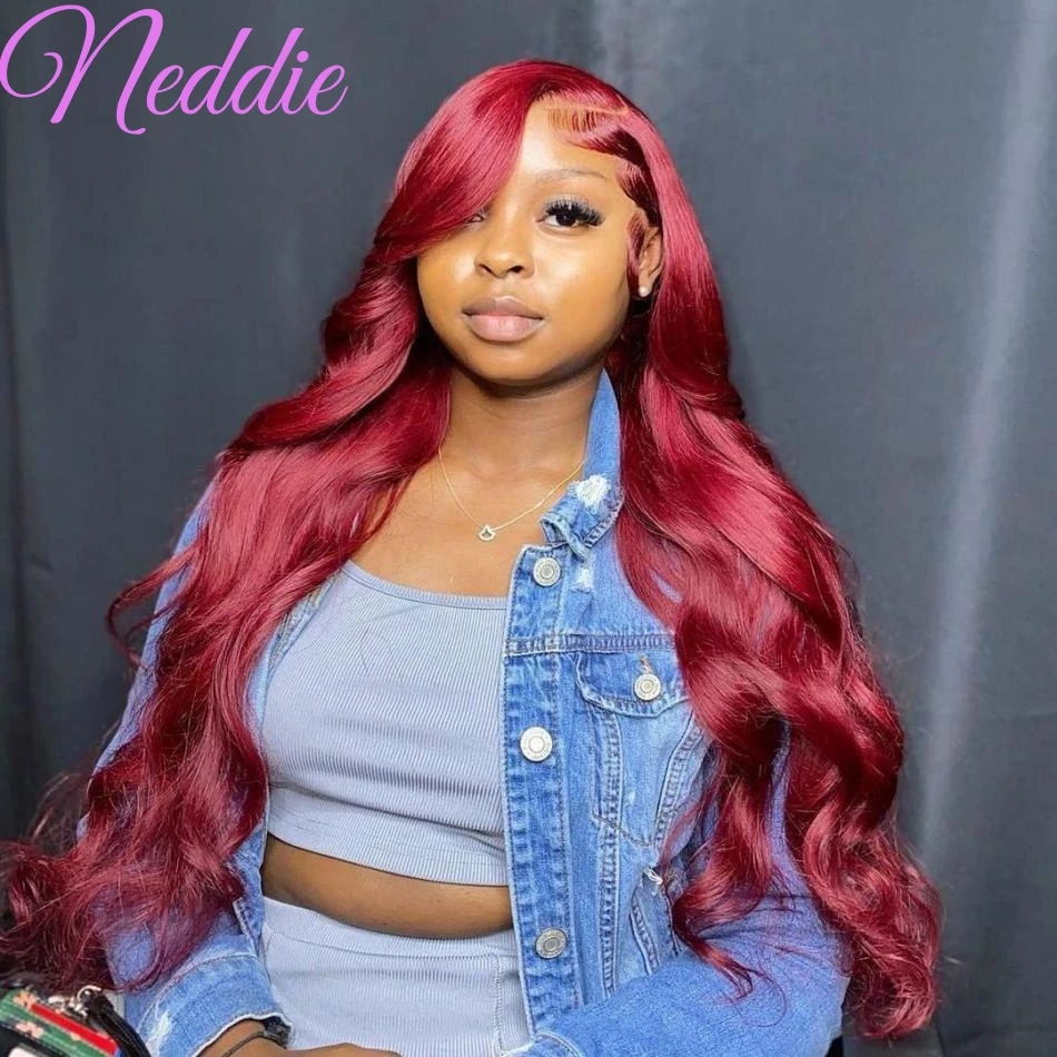 Body Wave Wig Burgundy 99J Lace Front Wigs 13x4 13x6 HD Lace Frontal Wig Human Hair Pre Plucked 99j Red Colored Brazilian Wig