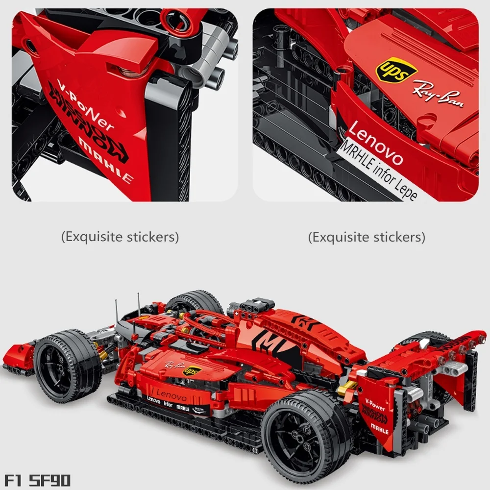 New Technical Red F1 Formula City Speed Racing Car Building Blocks Bricks Famous Sport Vehicle Model Boys Assembly Toy Kid Gift