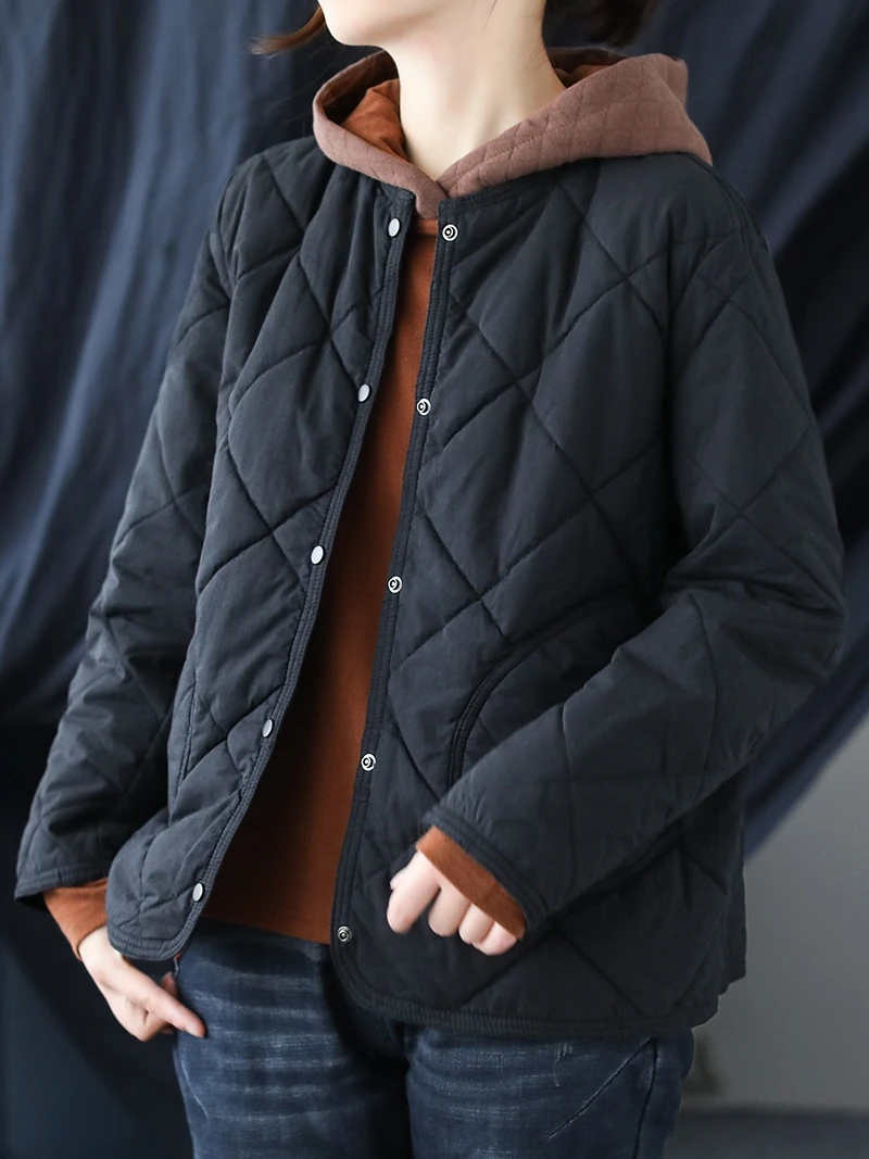 

Artistic Casual Large Size Quilted Cotton Jaet Women's Autumn Winter Thiened Loose Versatile ort Cotton Coat Top