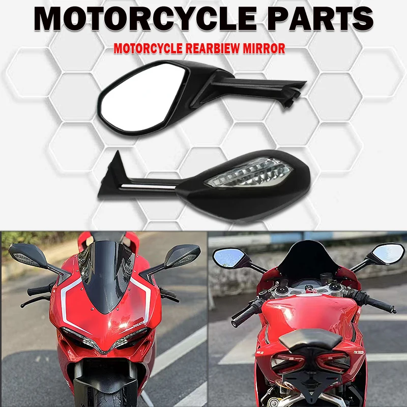 ملحقات مرايا إشارة الانعطاف الجديدة للدراجات النارية لـ Ducati 959 Panigale 1299 Panigale 2015 2016 2017 2018 مع مؤشرات LED