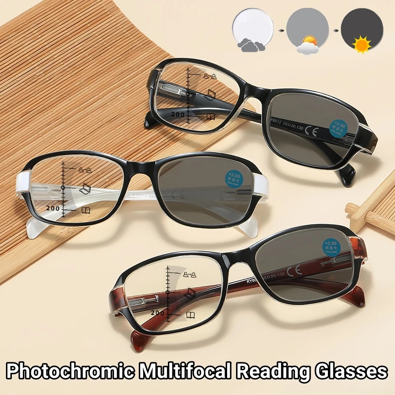 

Photochromic Multifocal Reading Glasses Ultra Light High-definition UV Protective Presbyopia Eyewear Anti Blue Light Eyeglasses