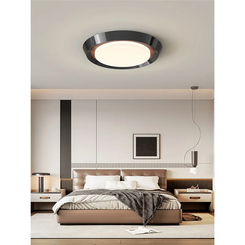 

Walnut pattern master bedroom light antique multi-layer round household super bright eye protection study ceiling lamp