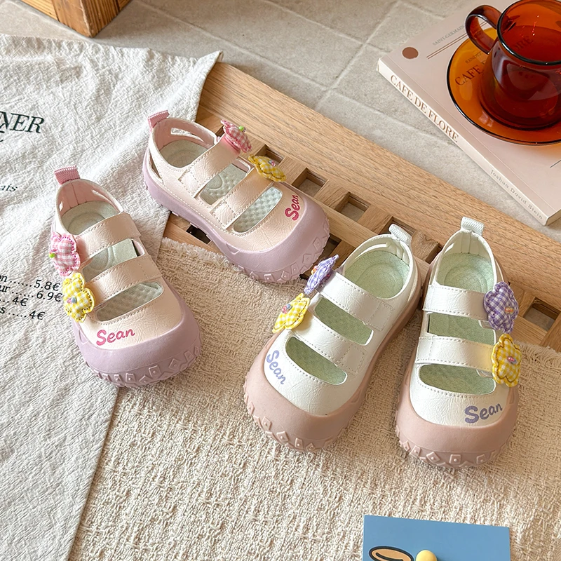 Mumoresip Girls Sports Sandals Toes Capped Non-slip Kids Princess Sandals Cute Flowers 2026 Summer New Children Casual Shoes