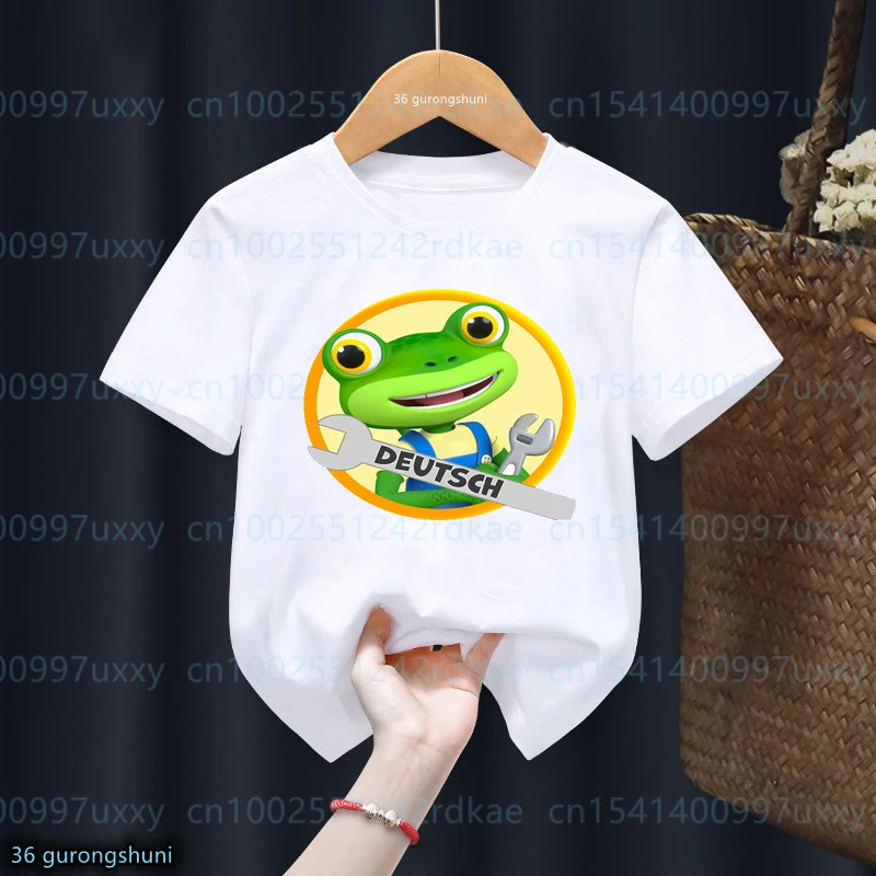 Camiseta con estampado de Garage de dibujos animados para niños, ropa para niños, camisetas para niñas, Tops de moda de verano, 2024