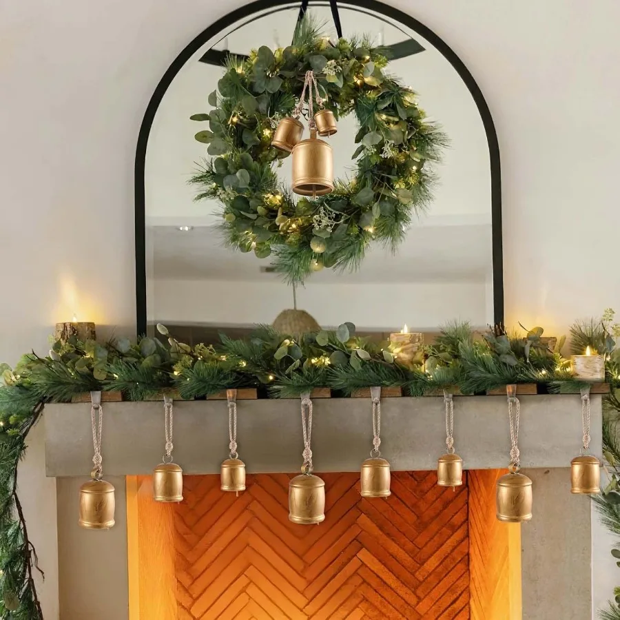 3 قطعة أجراس البقرة العملاقة خمر عيد الميلاد أجراس الزخرفية الشتاء كبير ريفي معلقة جرس الحلي لطاولة رف المركزية #6