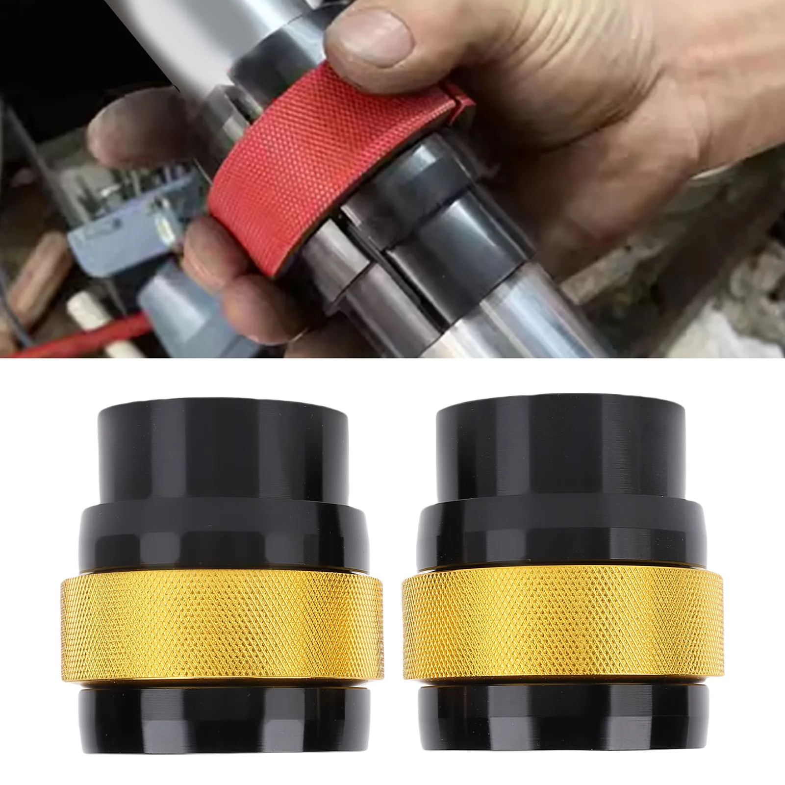 

2PCS Front Fork Oil Seal Driver Tool CNC Aluminum Alloy Fork Seal Installation Tool Universal for 49-50MM Motorcycle Fork Legs