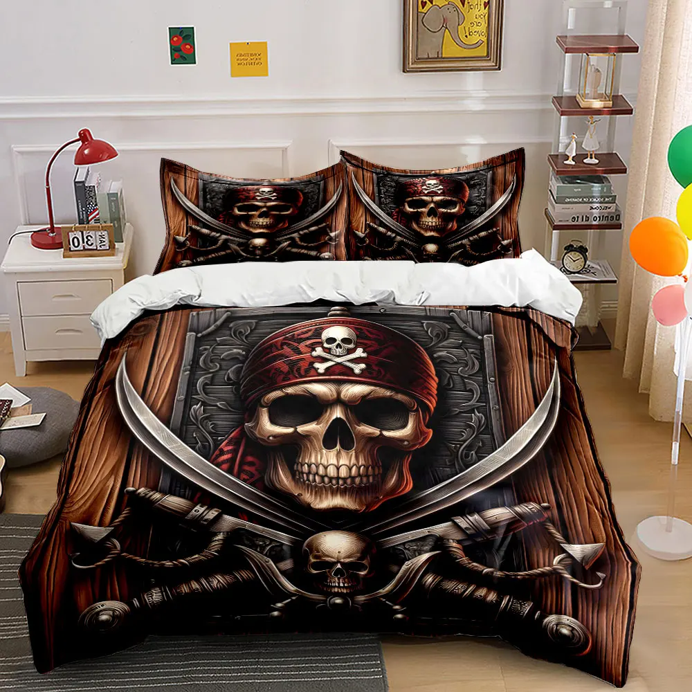 Pirate-themed decorative design Duvet Cover Set with 3D Printing Design Soft Polyester Bedding Set All-Season Comfort for gifts