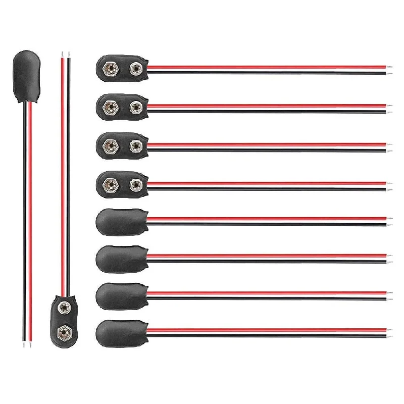 10pcs 9v Battery Clip Connector Plastic Battery Snap I type Cable Lead PP3 with 150 mm Flying Leads