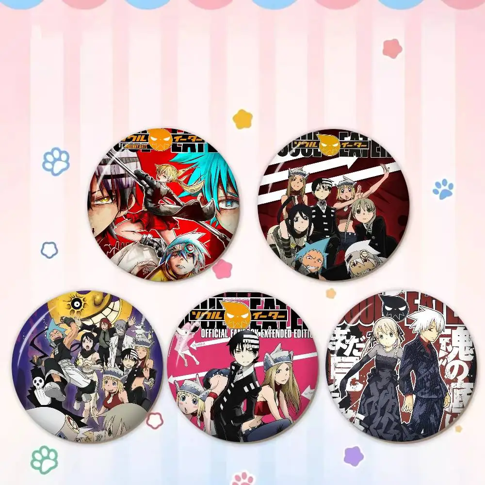 S-Soul E-Eater Anime 58mm Cute Series Pins Funny Badge Interesting Cartoon Animals Brooches Backpack Clothes Gift Accessory