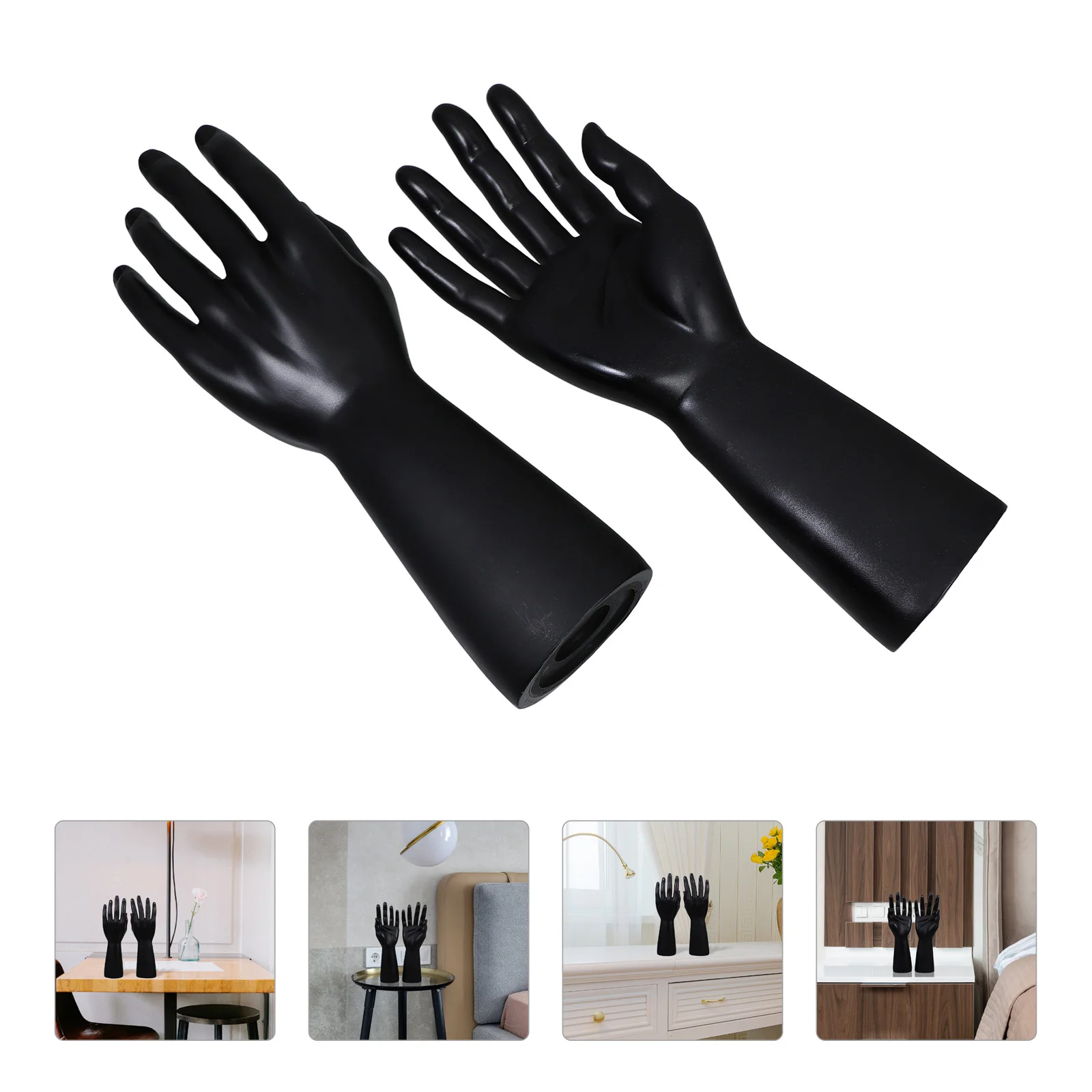 

2pcs Mannequin Hand Jewelry Display Holder Realistic Hand-Shaped Trinket Stand Stable Desktop Ring Glove Bracelet Holder For