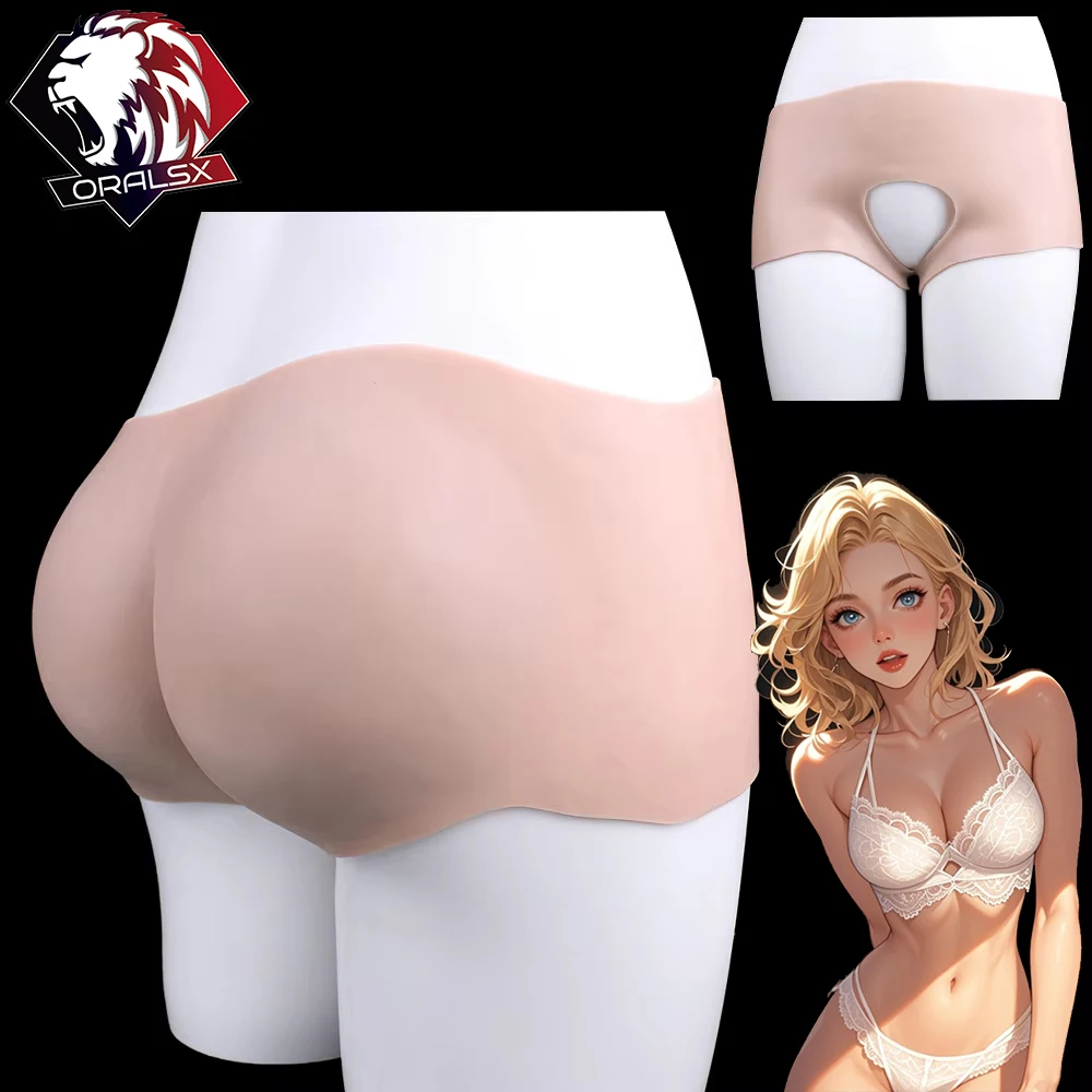 

ORALSX Silicone Big Buttocks Pads Hip Lifting Pants For Women Transgender Butt Enhancement High elasticity Open-seats Underwear
