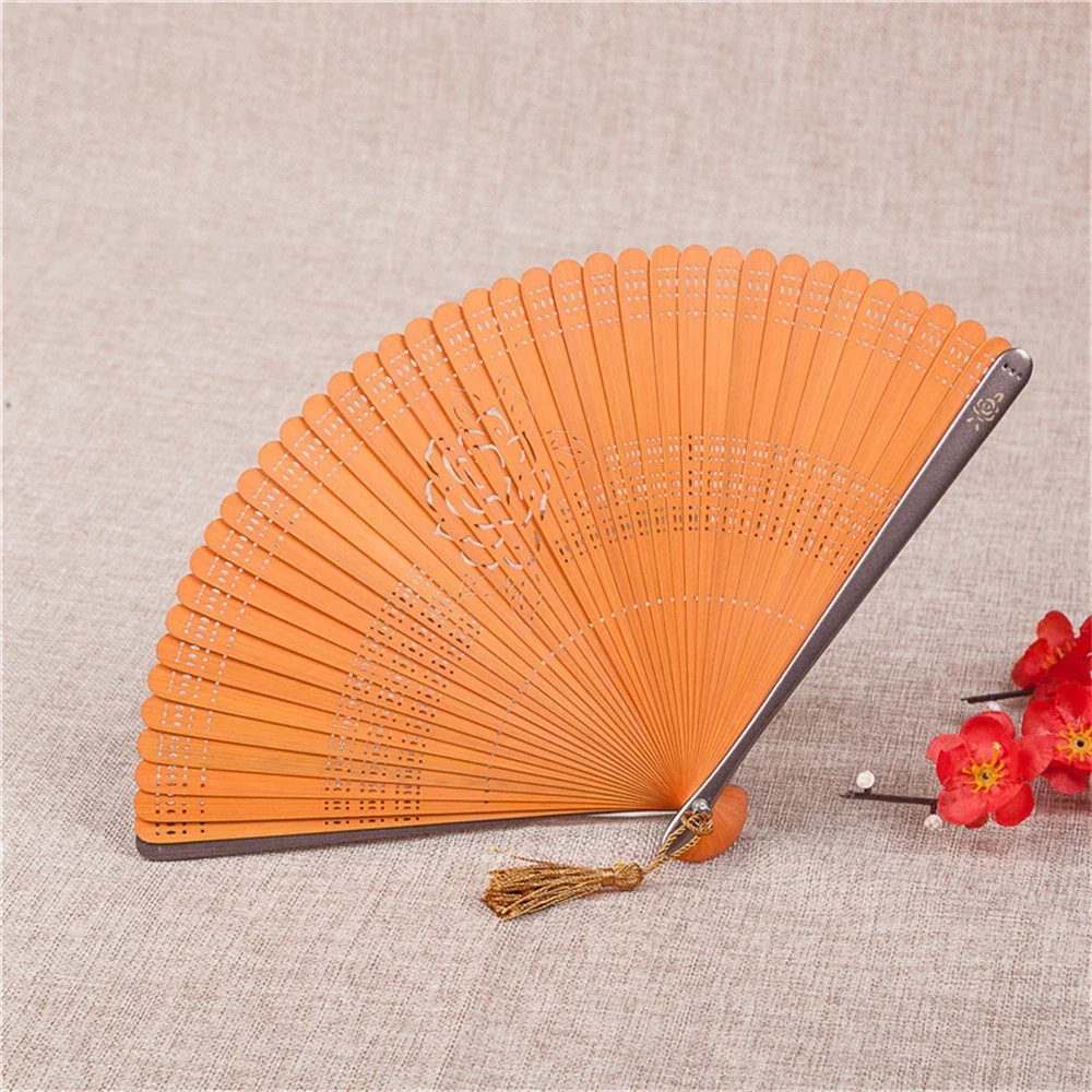 High Quality Bamboo Folding Fan Chinese Style Hollow Carving Dance Hand Fan Japanese Room Decor Wedding Party Home Gifts