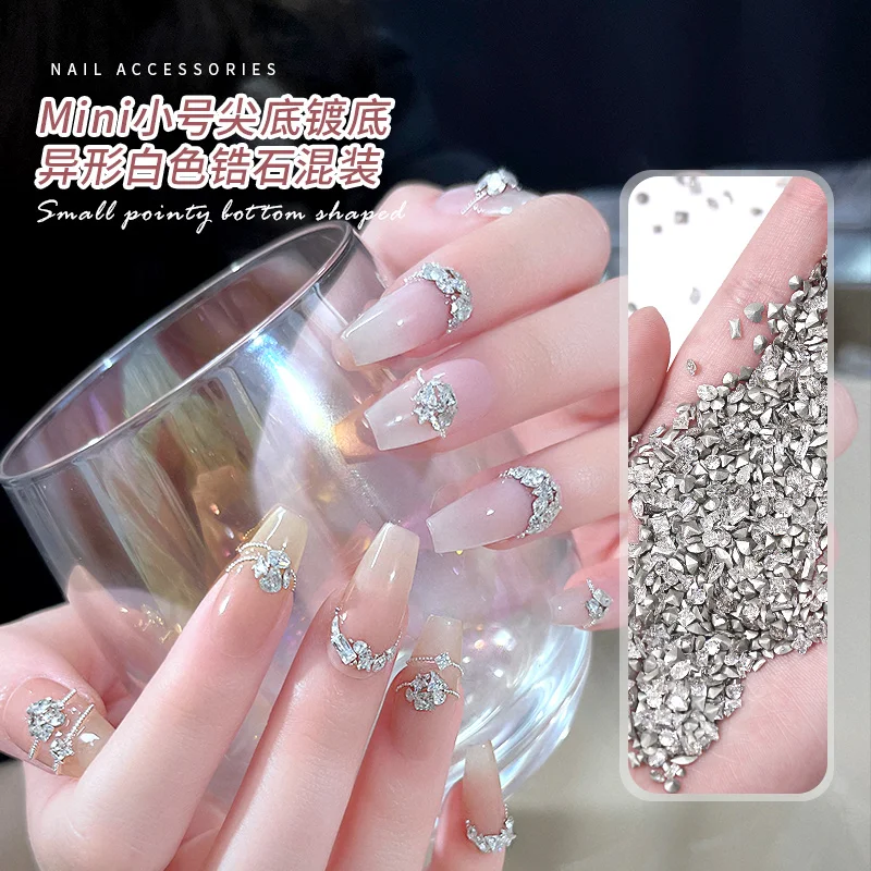 

Small Size Sharp Bottom Multi Shape Mixed Transparent Multiple Facets Rhinestones 3D Diamond Strass Gems Nail Art Decorations