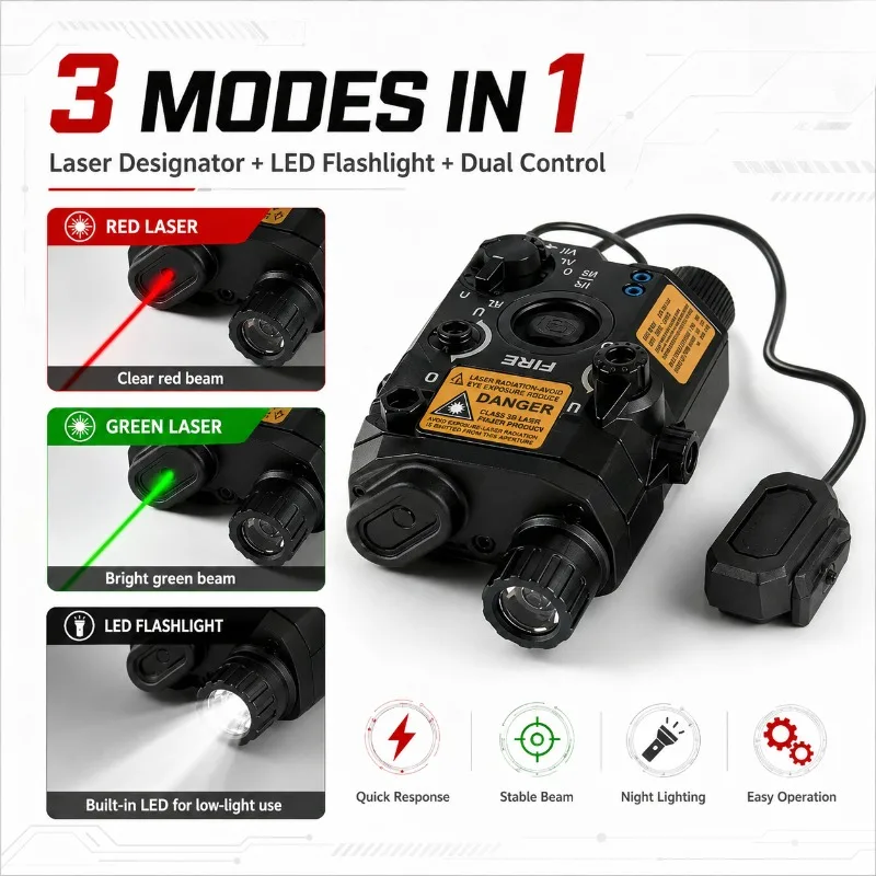 Versatile Alloy Beam Illuminator Housing Dual‑Mode Tail Button for Custom DIY Mod Works