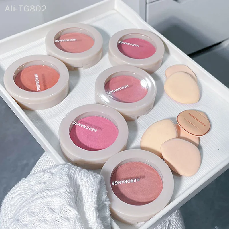 Paleta de Blush Mineral HERORANGE Monochrome Peach, Pó de Blush para Maquiagem Profissional, Contorno e Sombra