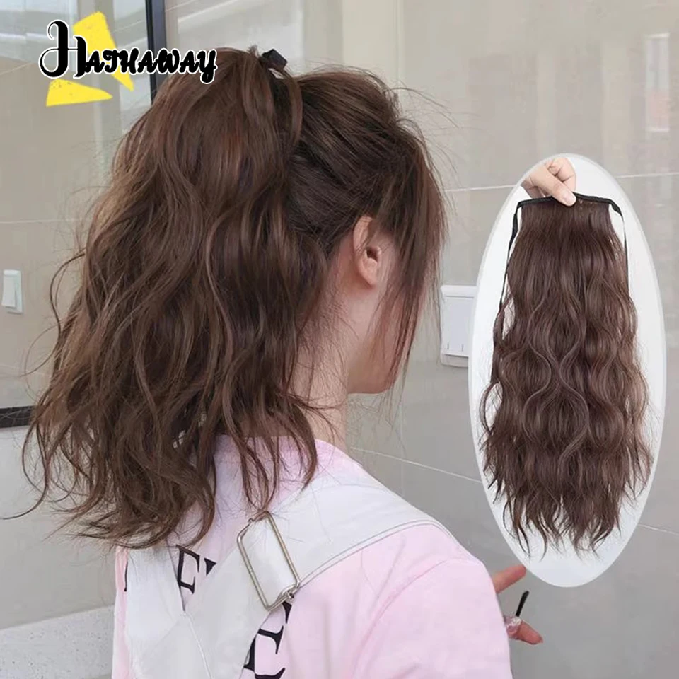 

Synthetic Drawstring Ponytail Extension Long Curly Clip in Hair Extensions Wavy Pony Tails Hairpiece for Women