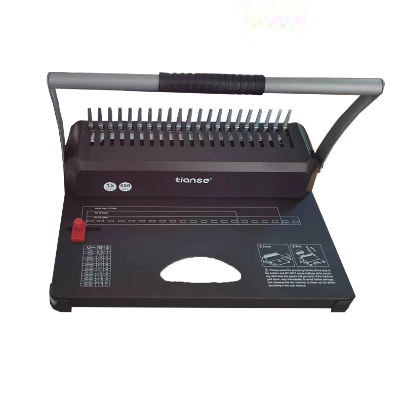 STB15B Comb Binding Machine 15pcs Sheets Punching Capacity 21 Holes Plastic Binder