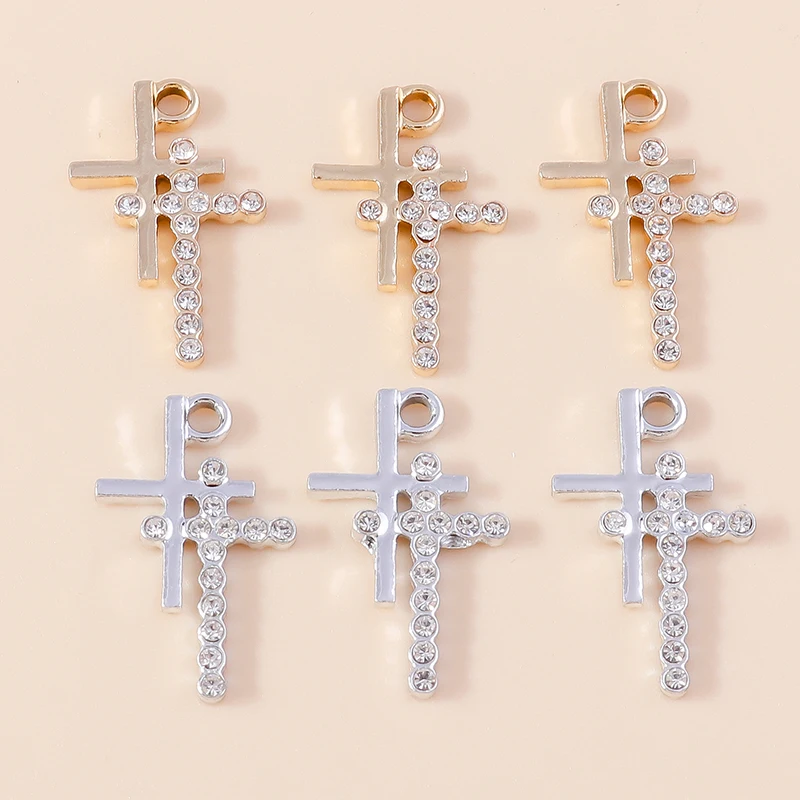 20 Stück gemischte, niedliche Kristall-Metall-Kreuz-Anhänger für die Schmuckherstellung, geeignet für Ohrringe, Halsketten, Armbänder und DIY-Bastelarbeiten. – Detail 8