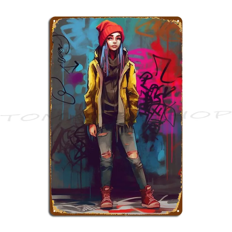 Banksy Stencil Style Urban Graffiti Metal Sign Plaques Wall Plaque Garage Plaques Printing Tin Sign Poster