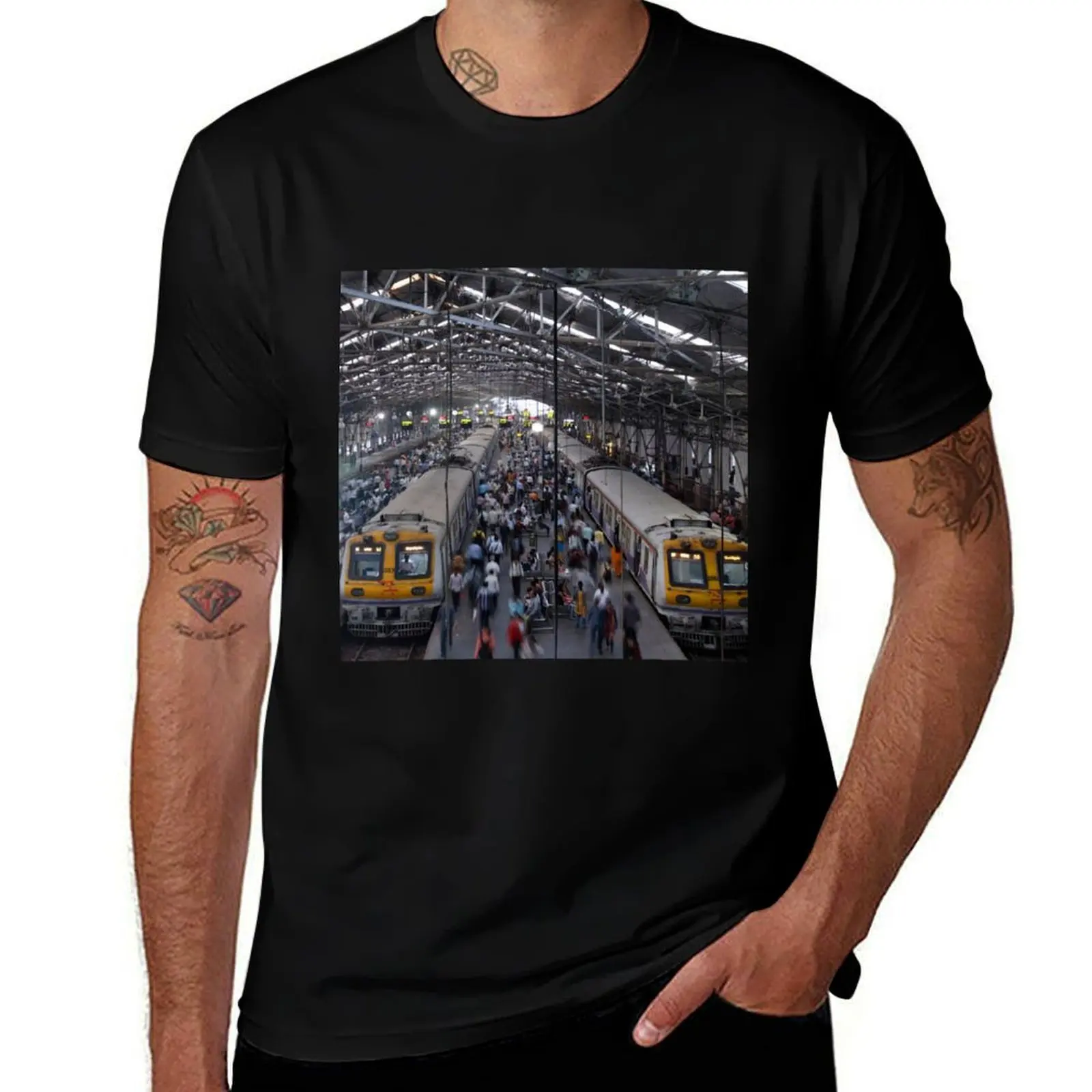 

Churchgate station crowded view, Mumbai, India, modern art, wall art, print, personalised gifts, custom printed gifts T-Shirt