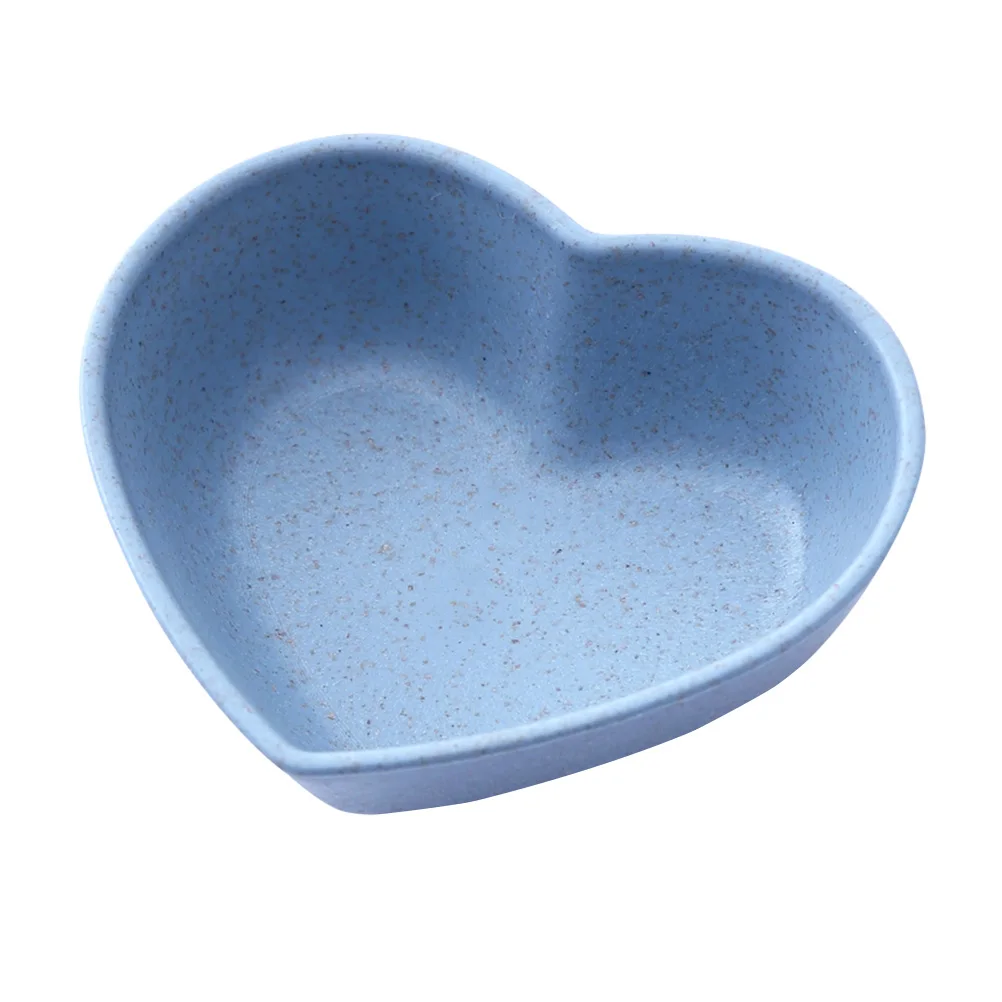 

4 Pcs Heart-shaped Seasoning Dish Condiment Dipping Bowl Cute Pink Dishes Plate Sauce Bowls Blue