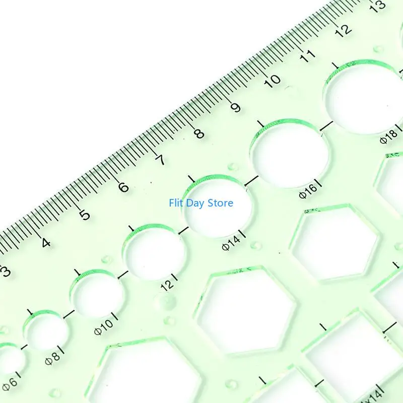 F92C Plastic Circle Square Hexagon Geometric Template Ruler Stencil Measure Tool NEW