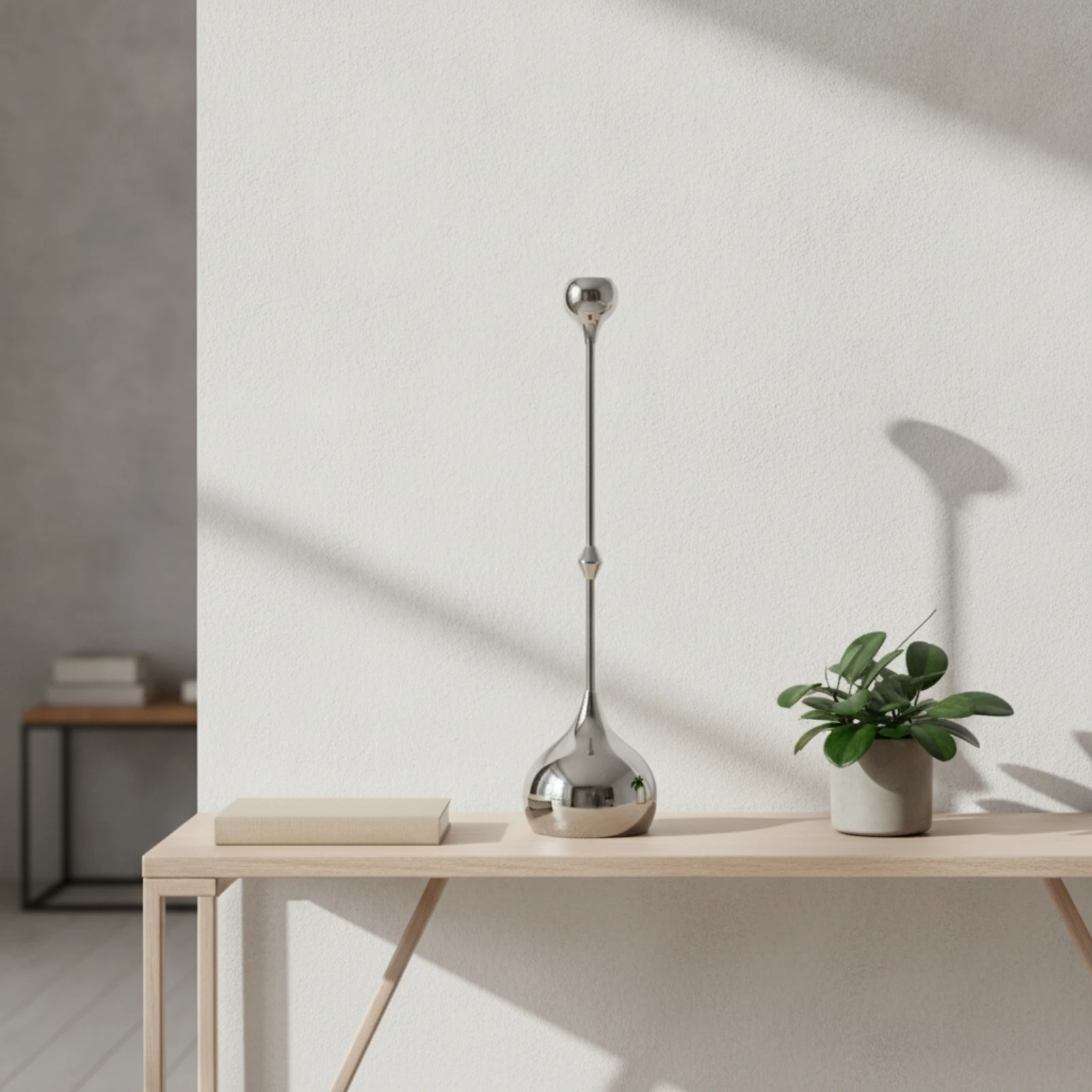 Droplet Candle Holder Modern Teardrop Candlestick Minimalist Candle Holder Silver-Tone Decor Sculptural for Dining Table