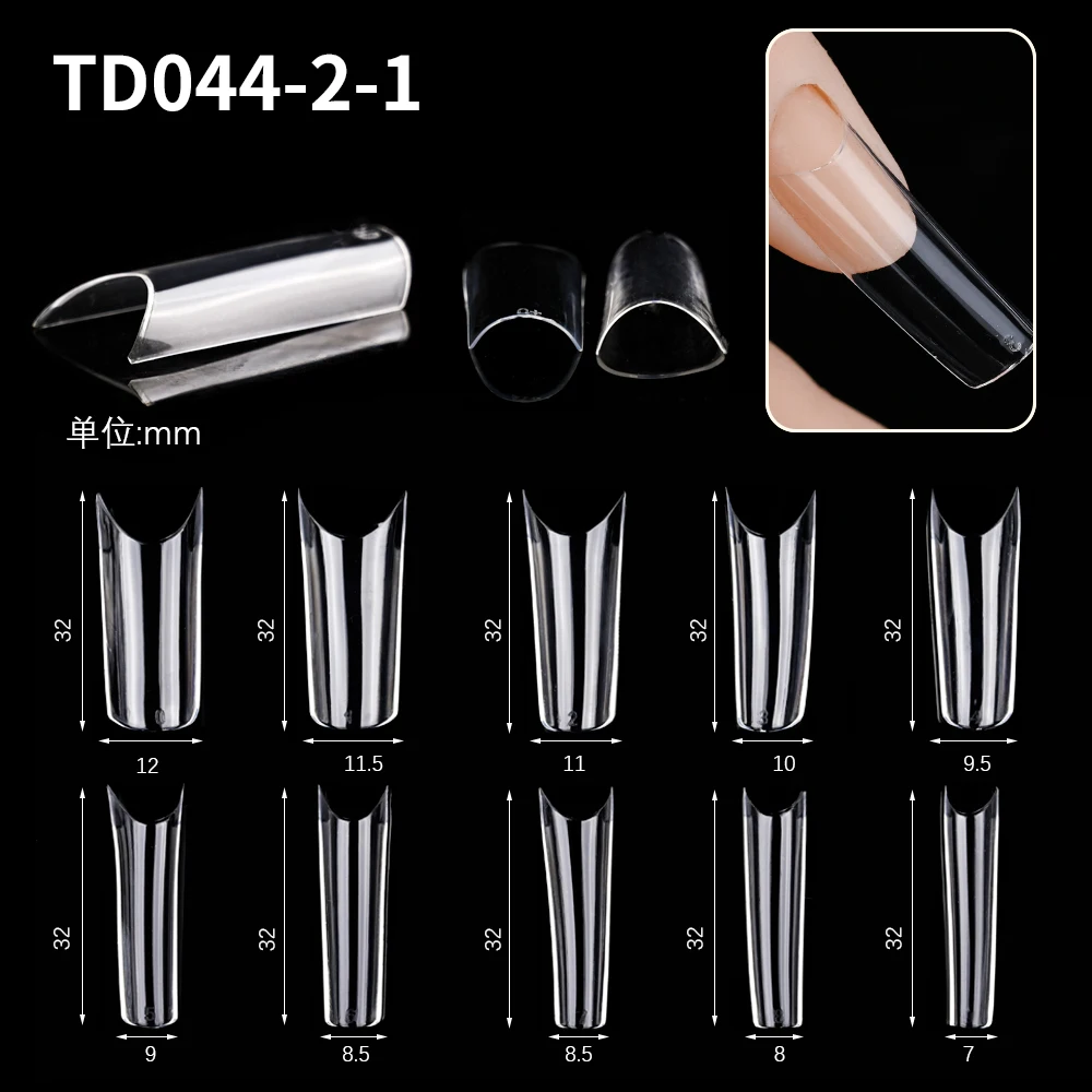 600Pcs Extra Long Hawk&Coffin Curved Nail Tips Full Cover Clear/Natural Long Stiletto/Almond Fake Nail Extension 10Sizes Package