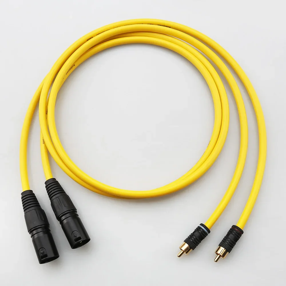 High Purity Silver Plated RCA XLR Audio Cable Yellow Wire HiFi Interconnect Signal Cable Audiophile Home Audio Extension Cord