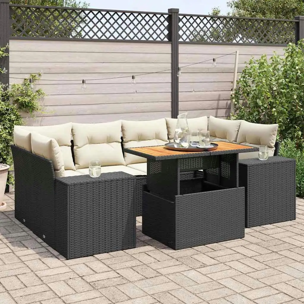 

Stylish Black and Cream Outdoor Garden Sofa Set Comfortable Seating for Patios Balconies and Terraces