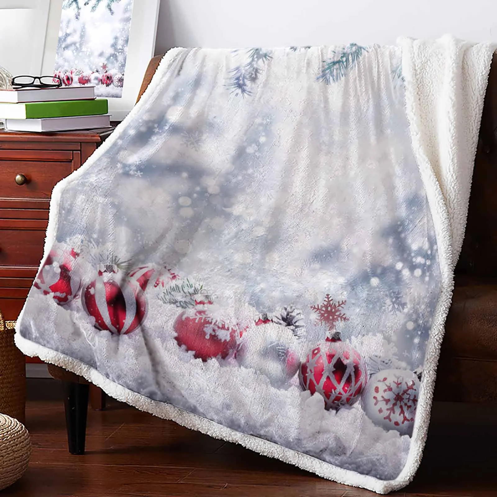 Christmas Snowball Cashmere Blanket Warm Winter Soft Throw Blankets For Beds Sofa Wool Blanket Bedspread