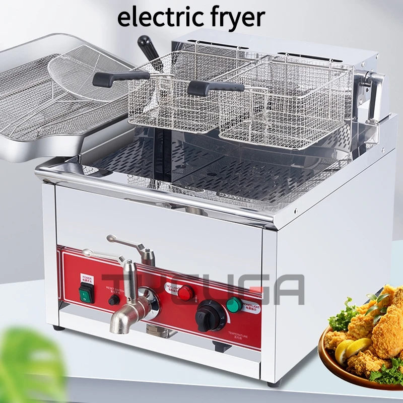 Electric Deep Fryer Stainless Steel Commercial Constant Temperature Chicken Chips Frying Pan French Fries Making Machine