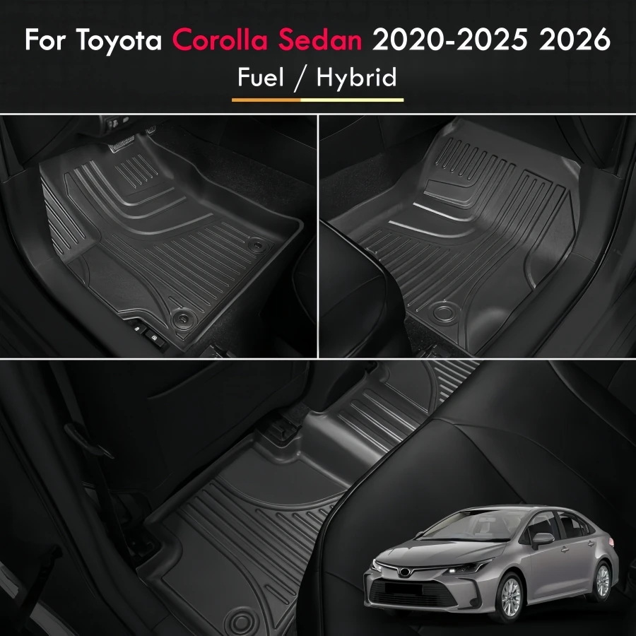 

PE Car Floor Mats for Toyota Corolla Sedan 2020-2025 2026 All Weather Protection 1st & 2nd Row Floor Liners, Anti Skid Car Mats