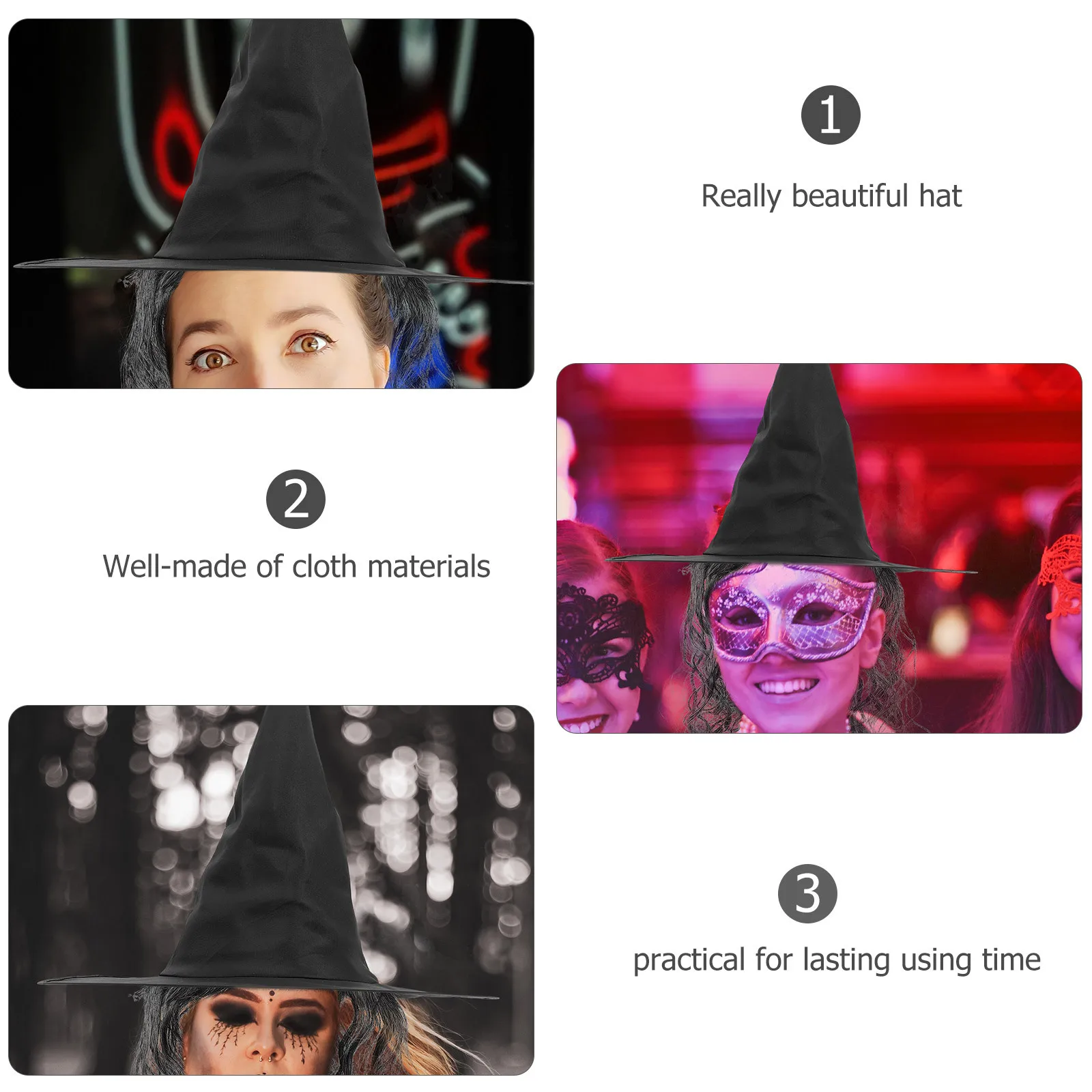 Witch Hat Women Halloween Cosplay Wide Brim Party Photo Prop Lightweight Festival Accessory Decorative Costume Hat